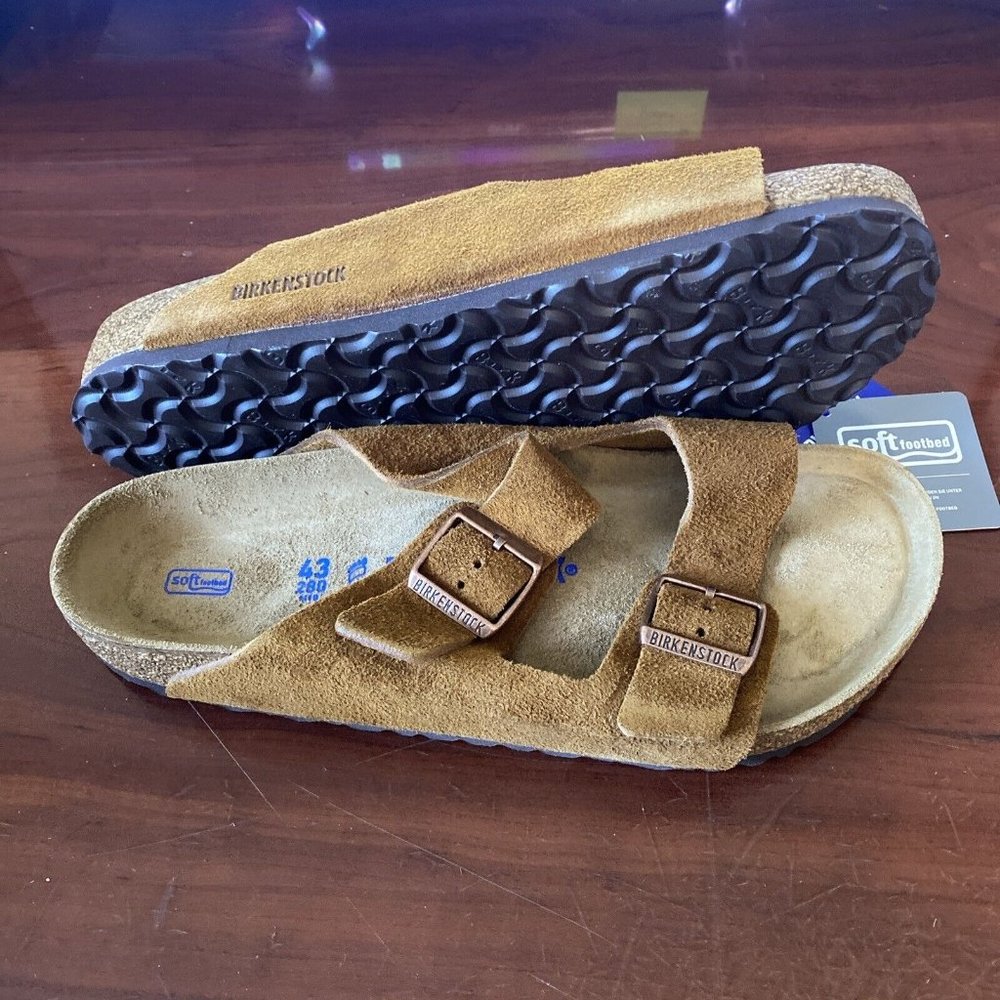 BIRKENSTOCK Arizona BS Soft Bed Mink Suede Leather #1009526 Size 10